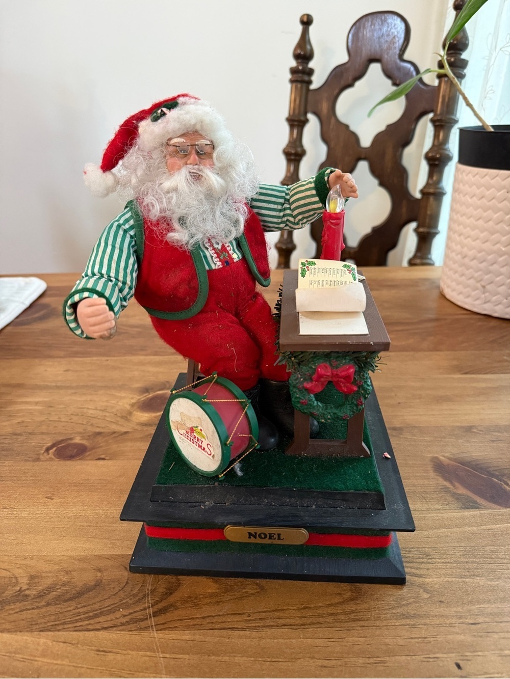 Holiday Santa Music Figurine - Red and Green Christmas Decor